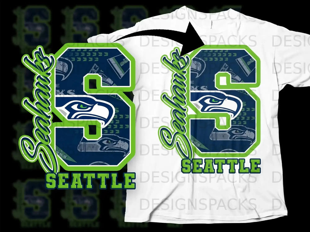 Seattle Seahawk S Design Graphic Tee Shirt
