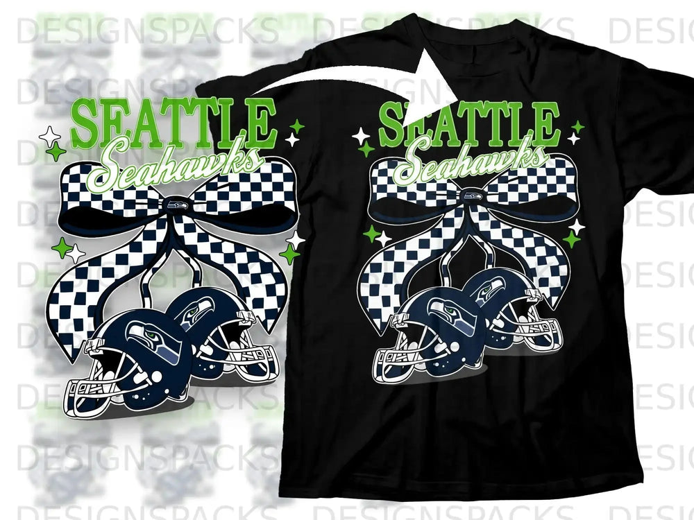 Seattle Seahawks Checker Bow Helmets Graphic Shirt