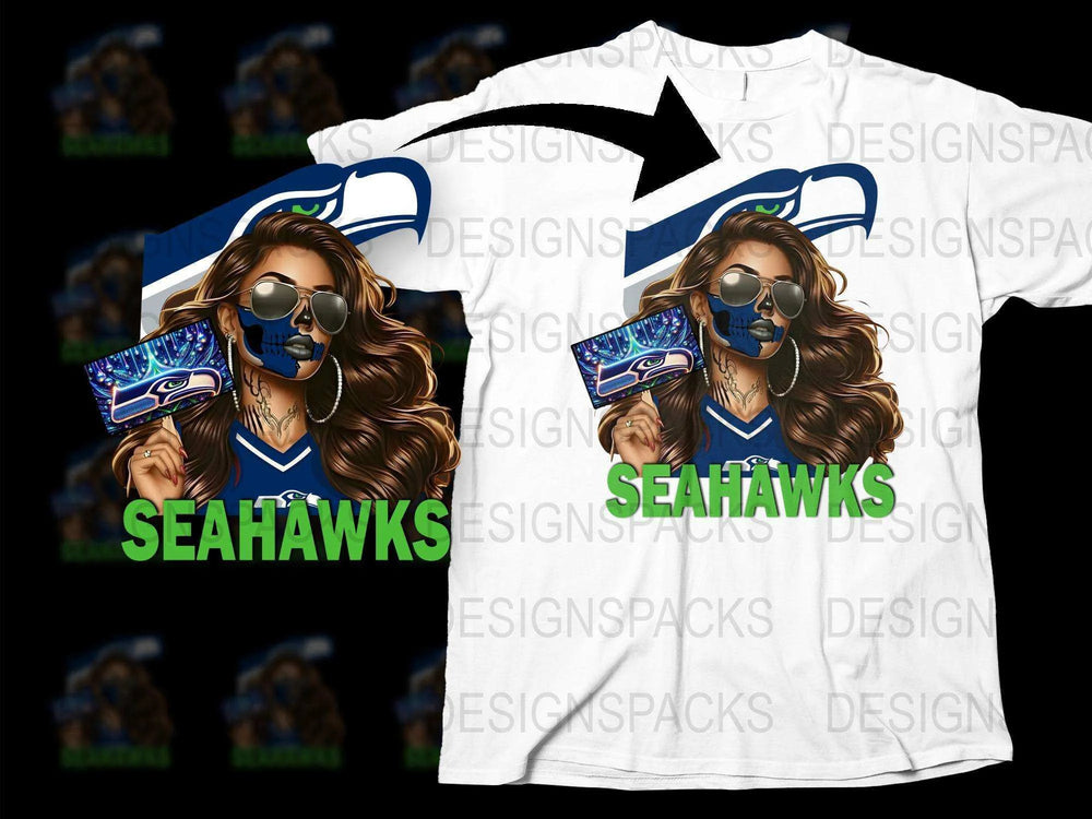 Seattle Seahawks Inspired T-Shirt, Stylish Fan Apparel, Women's Football Shirt, Casual Sports Tee