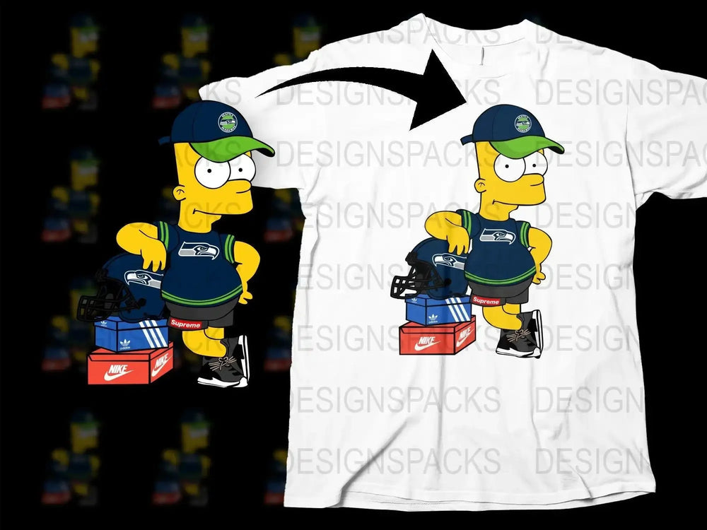 Seattle Seahawks Logo Inspired Cartoon Graphic Png Digital Download