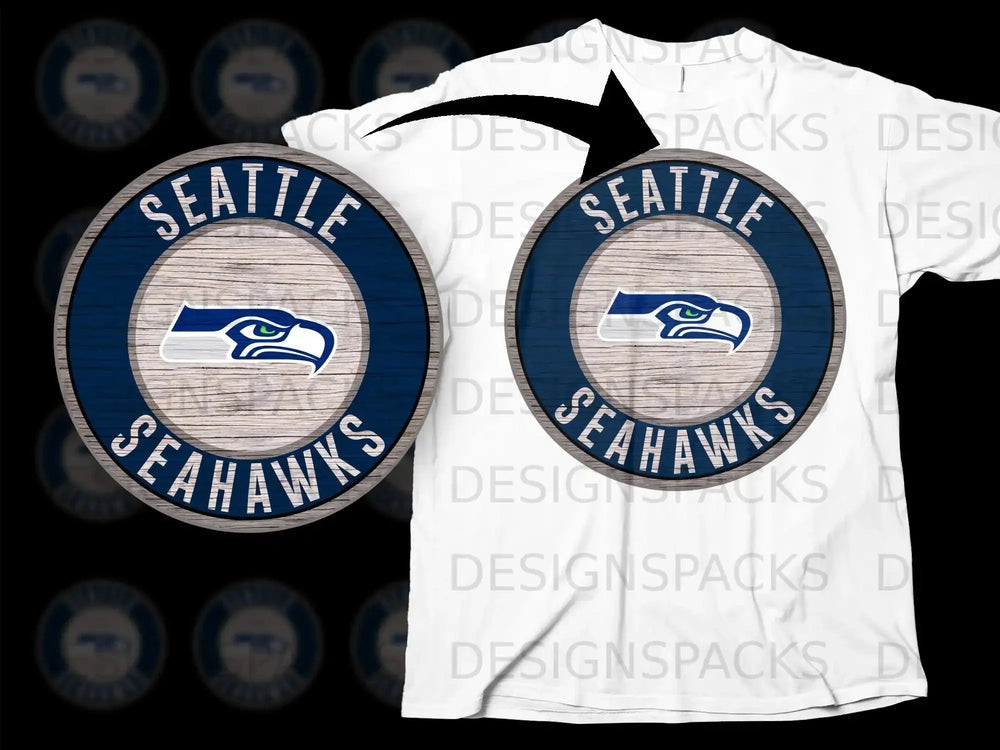 Seattle Seahawks Round Logo on White T-Shirt