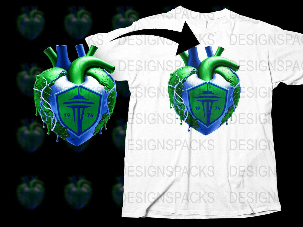 Seattle Sounders FC Heartbeat Graphic Logo Png Digital Download