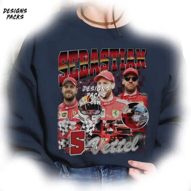 Sebastian Vettel Racing Vintage Png Design