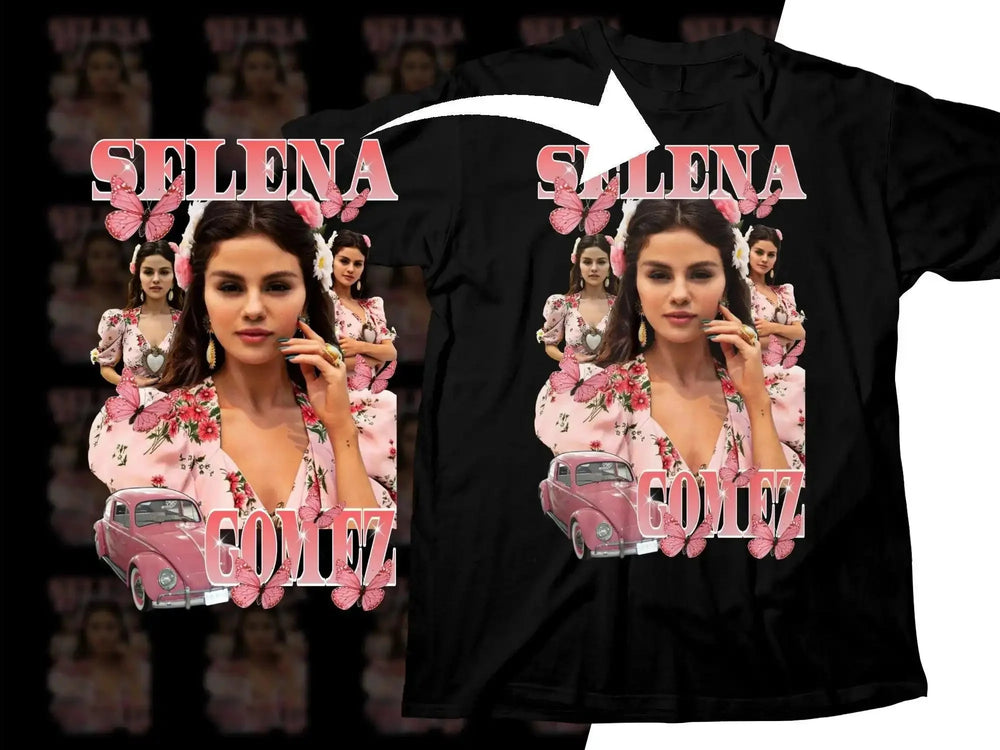 Selena Gomez Retro Car Fashion Png Digital Download