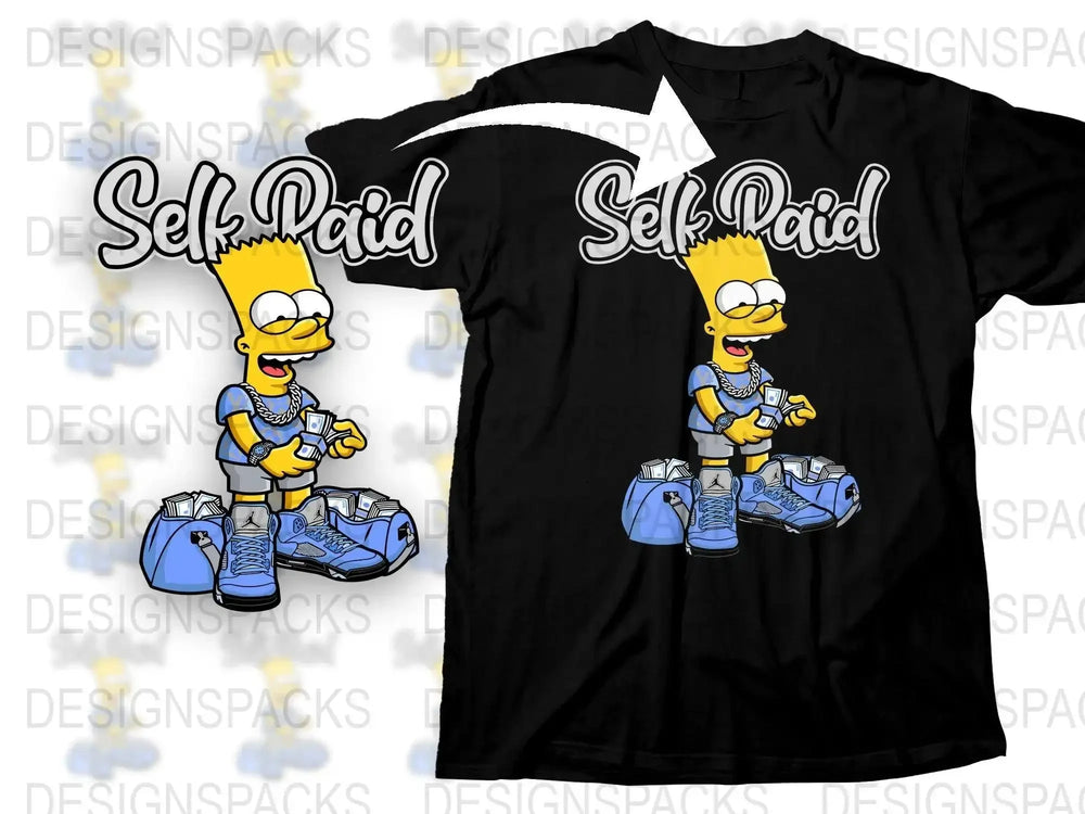 Self Paid Bart Simpson Stacking Money Graphic Png Digital Download