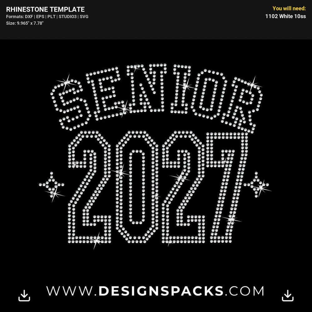 Senior 2027 Outline Rhinestone Digital Template