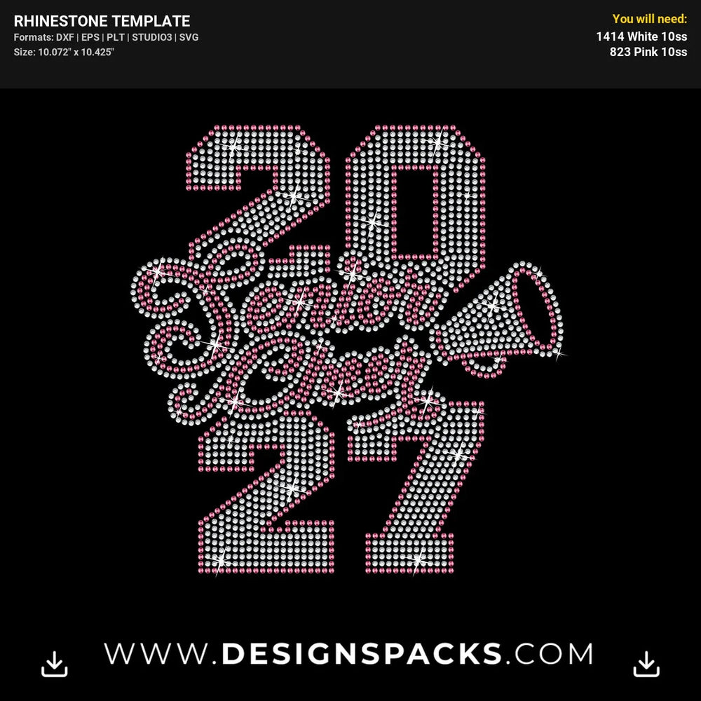 Senior Cheer 2027 Rhinestone Digital Template