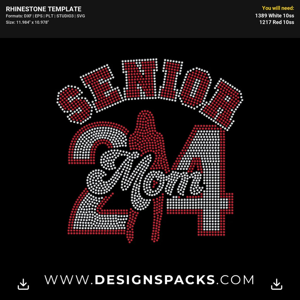 Senior Mom 2024 Rhinestone Digital Template