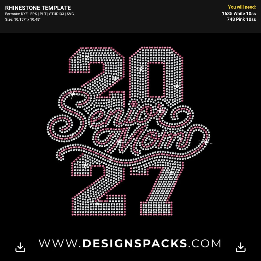 Senior Mom 2027 Rhinestone Digital Template