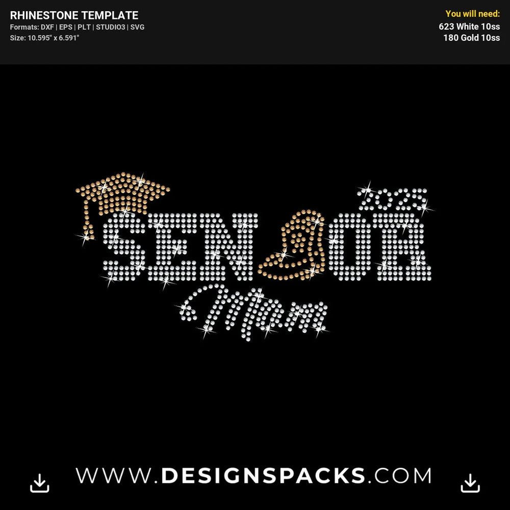 Senior Mom Rodeo Cowgirl Boots Rhinestone Digital Template