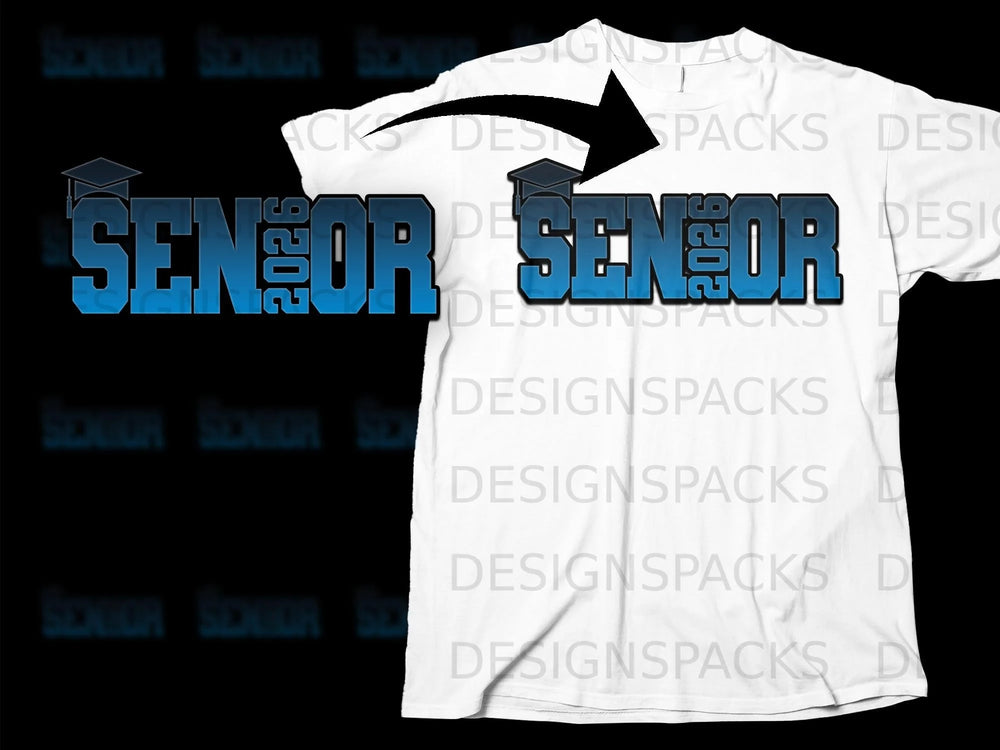 White t-shirt with "Senior 2026" graphic and graduation cap.