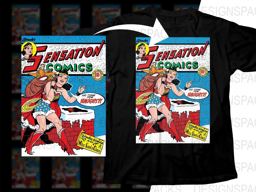 Sensation Comics Miss Santa Claus Wonder Woman Png Digital Download