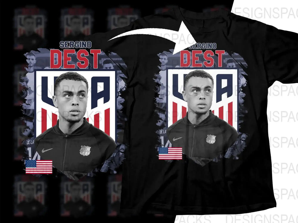 Sergino Dest USA Flag Portrait Soccer Fan Soccer Png Digital Download
