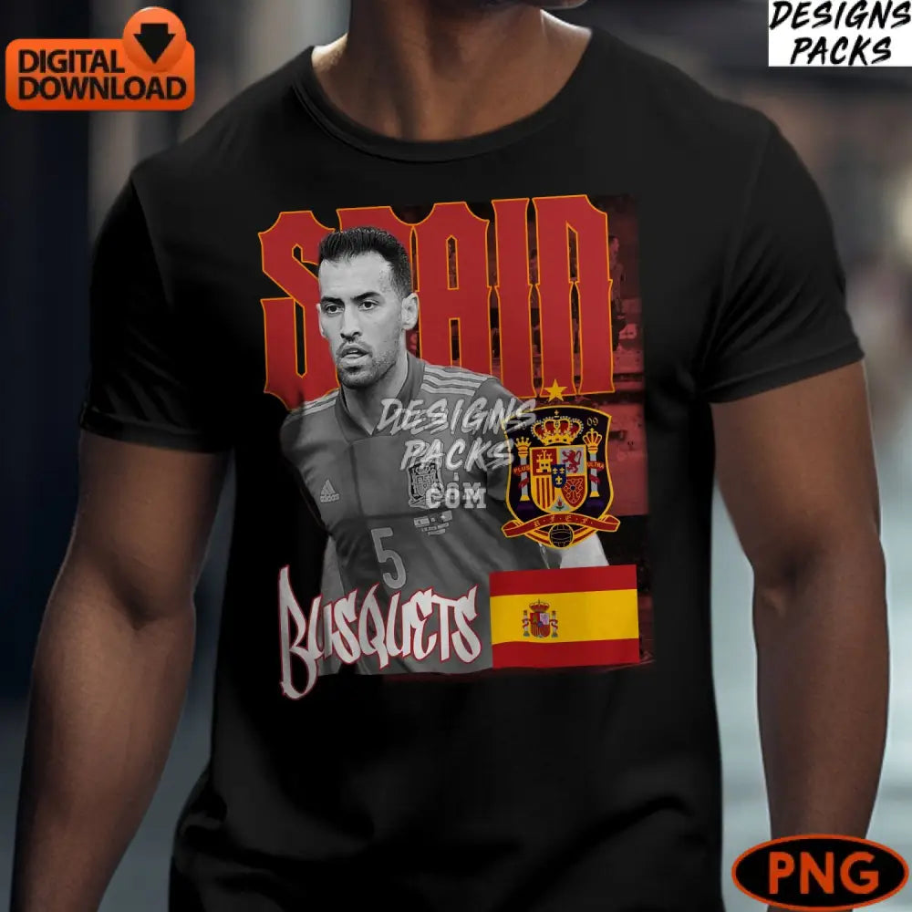 Sergio Busquets Spain Soccer Digital Art Instant Download Png Spanish Football Player Graphic