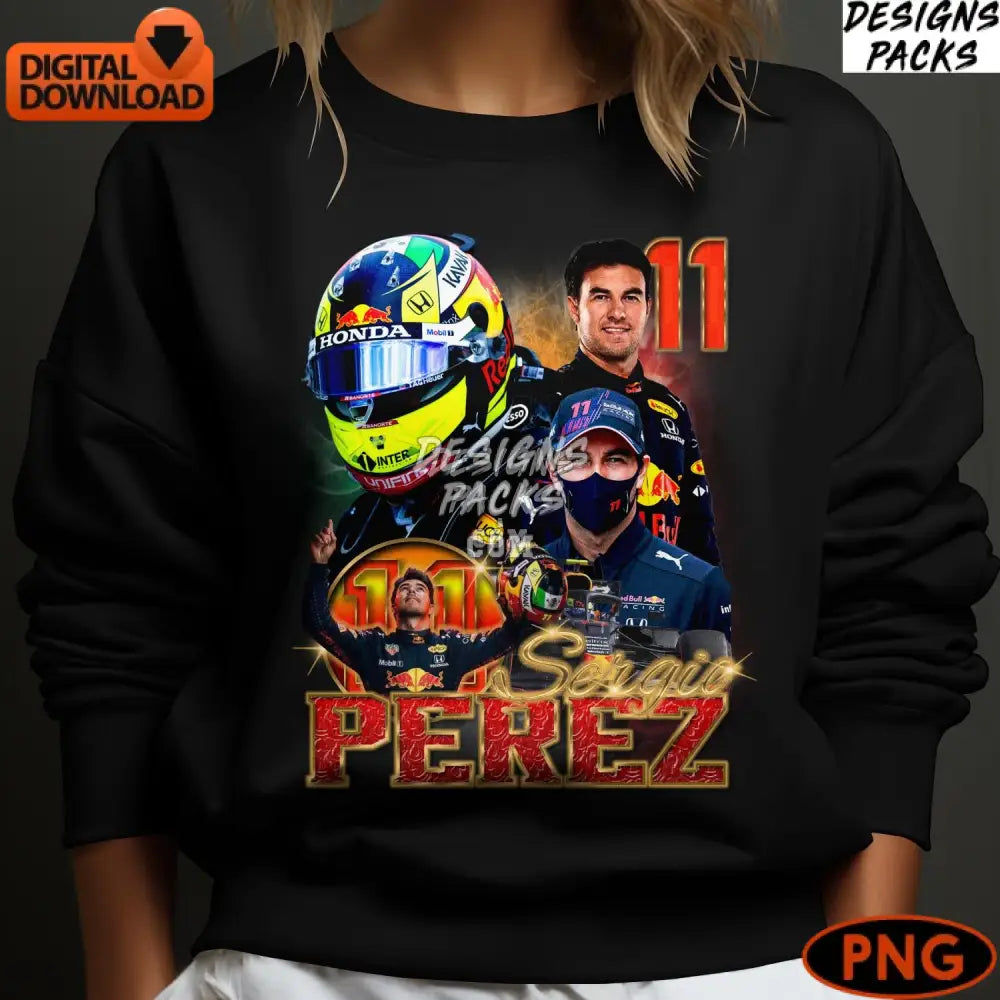 Sergio Perez F1 Racing Digital Instant Download Png Vibrant Motorsport Artwork