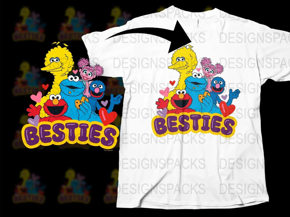 Sesame Street Besties Valentine's Day Png Digital Download