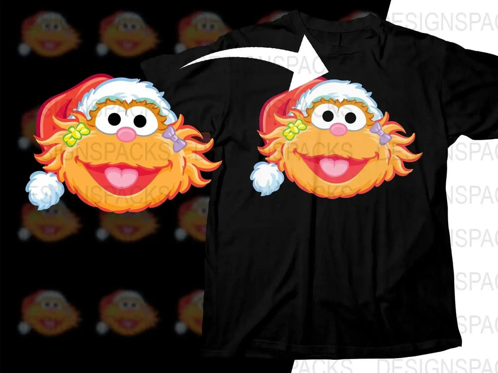 Sesame Street Zoe Character Santa Hat Christmas Png Digital Download