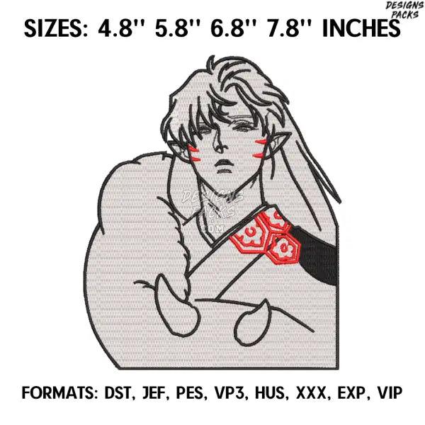 Sesshomaru Embroidery Design File Pes, InuYasha Anime Embroidery Design,. Anime Pes Brother