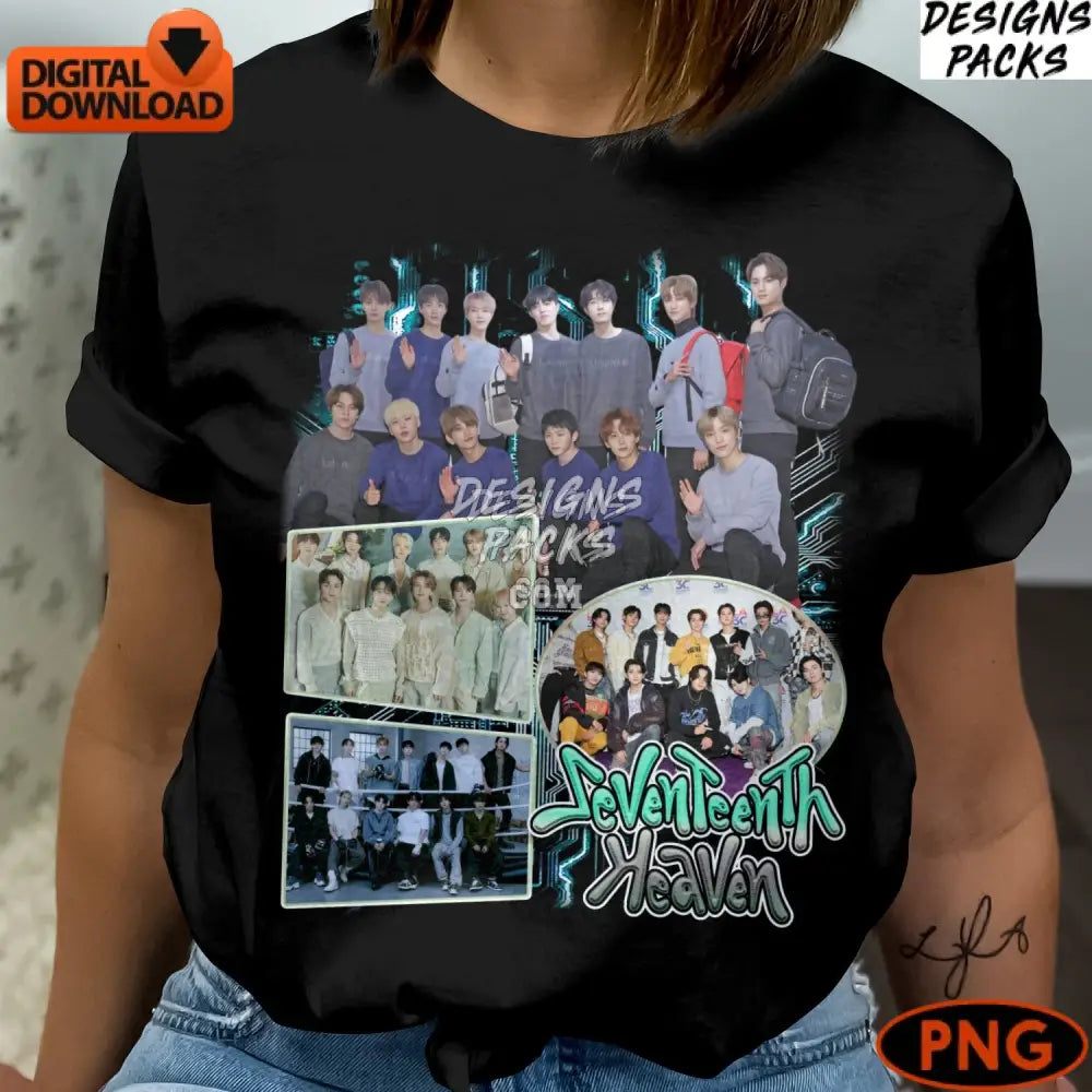 Seventeenth Heaven K-Pop Boy Band Digital Collage Instant Download Boys Group Fan Art Png