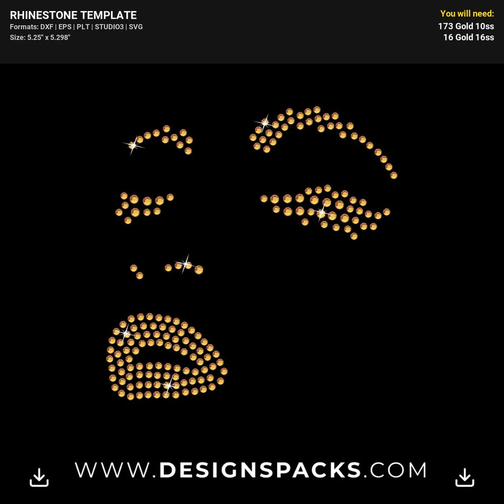 Sexy Girl Face Rhinestone Digital Template