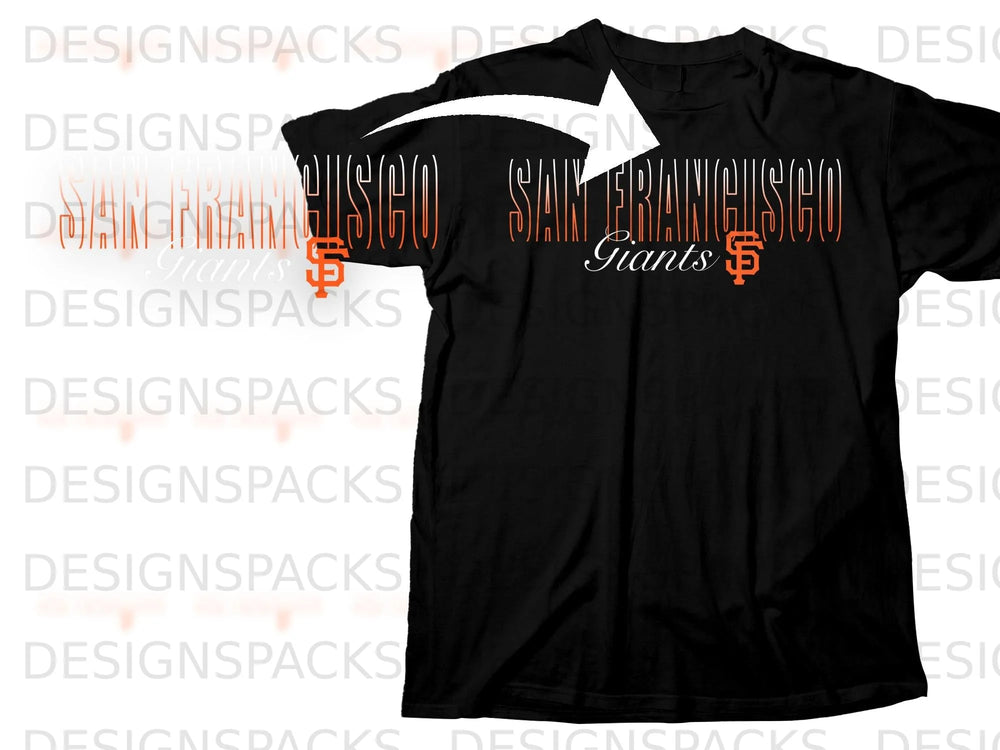 Black t-shirt with "SAN FRANCISCO Giants" in orange lettering.