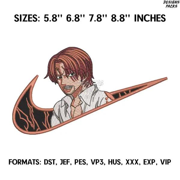 Shanks Embroidery Design File, One Piece Anime Embroidery Design, Machine Embroidery, Anime Pes Design Brother, Nike