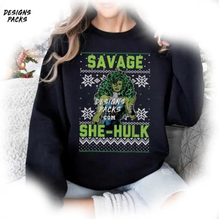 She - Hulk Savage Ugly Christmas Avengers Superhero Xmas She Hulk Png Design