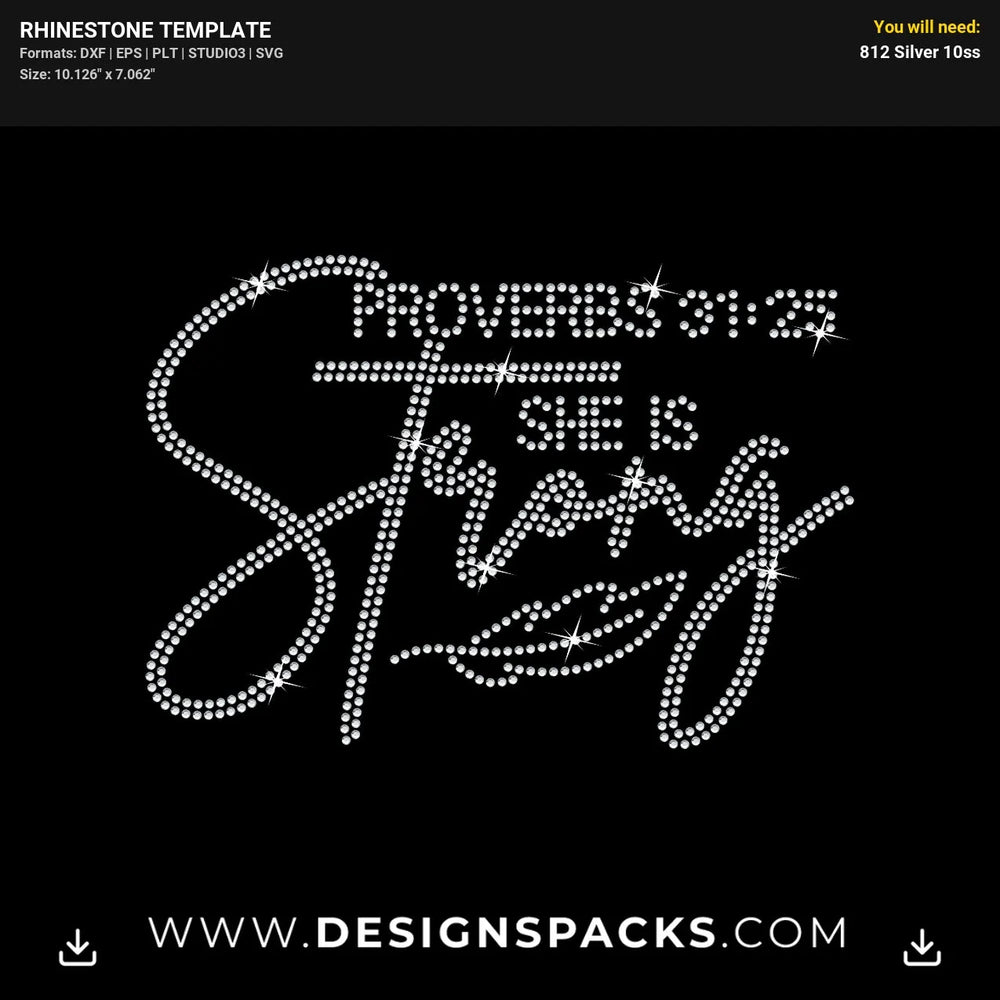 She Is Strong Rhinestone Digital Template