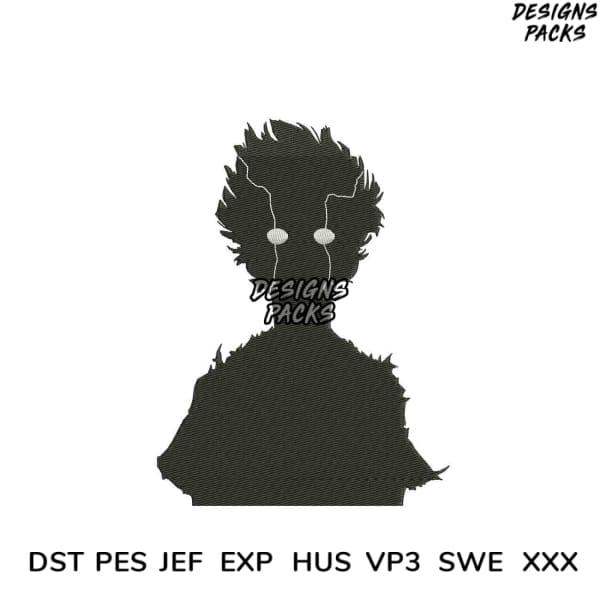 Embroidery design silhouette with stitch texture, compatible with DST PES JEF formats for instant download