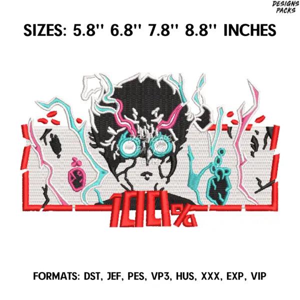Shigeo Kageyama Embroidery Design File, Mob Psycho 100 Anime Embroidery Design, Machine embroidery, Anime Pes Design