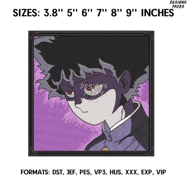 Shigeo Kageyama Embroidery Design File, Mob Psycho 100 Anime Embroidery Design, Machine embroidery design. Anime Pes