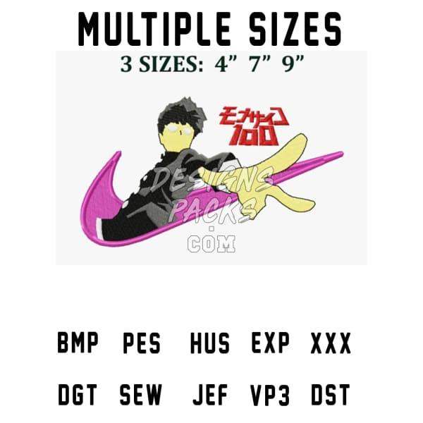 Embroidery design with anime character, multiple sizes, formats like PES, DST, SVG for DTG/DTF printing