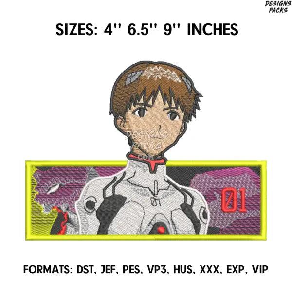 Shinji Embroidery Design File, Evangelion 02 Anime Embroidery Design,, Design Pes Dst Format