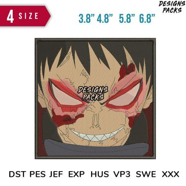 Anime character embroidery design in 4 sizes, print-ready PES DST formats for custom apparel