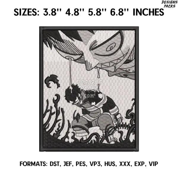 Shinra Kusakabe Embroidery Design File, Fire Force Anime Embroidery Designs, Machine embroidery Anime Pes Design Brother