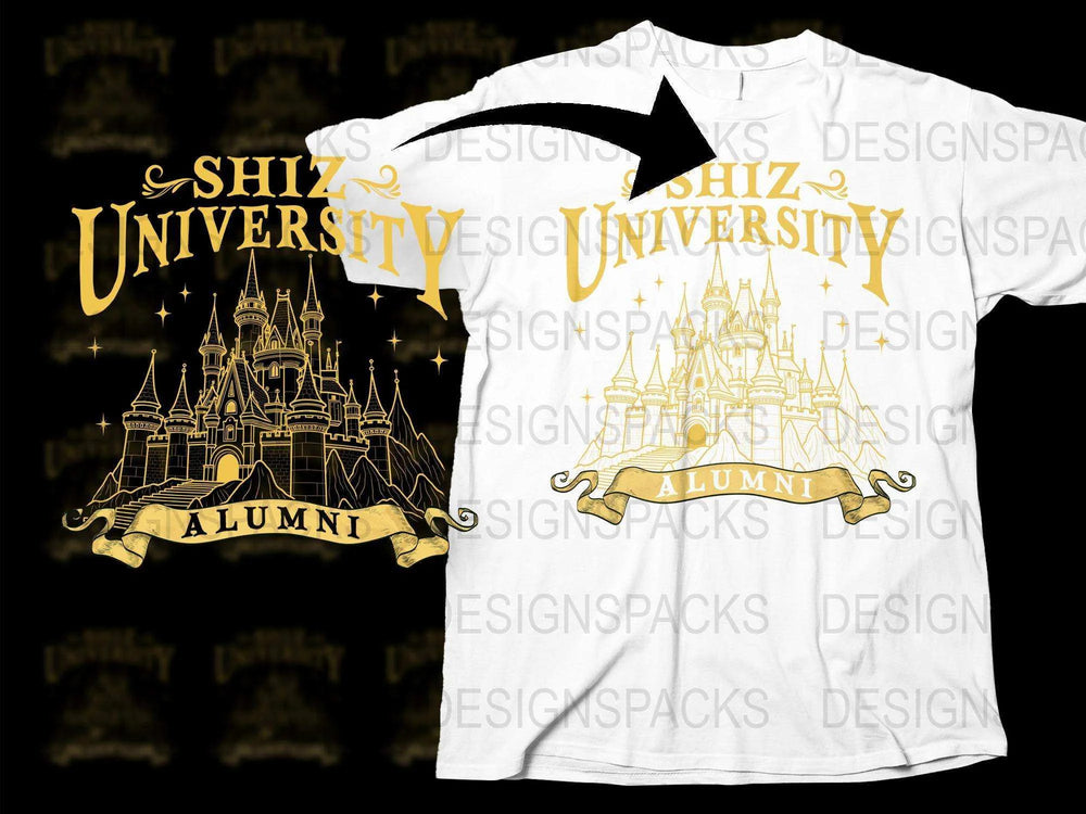 Shiz University Alumni T-Shirt, Fantasy College Graphic Tee, Magical School Crest Design, Unisex White Cotton Shirt