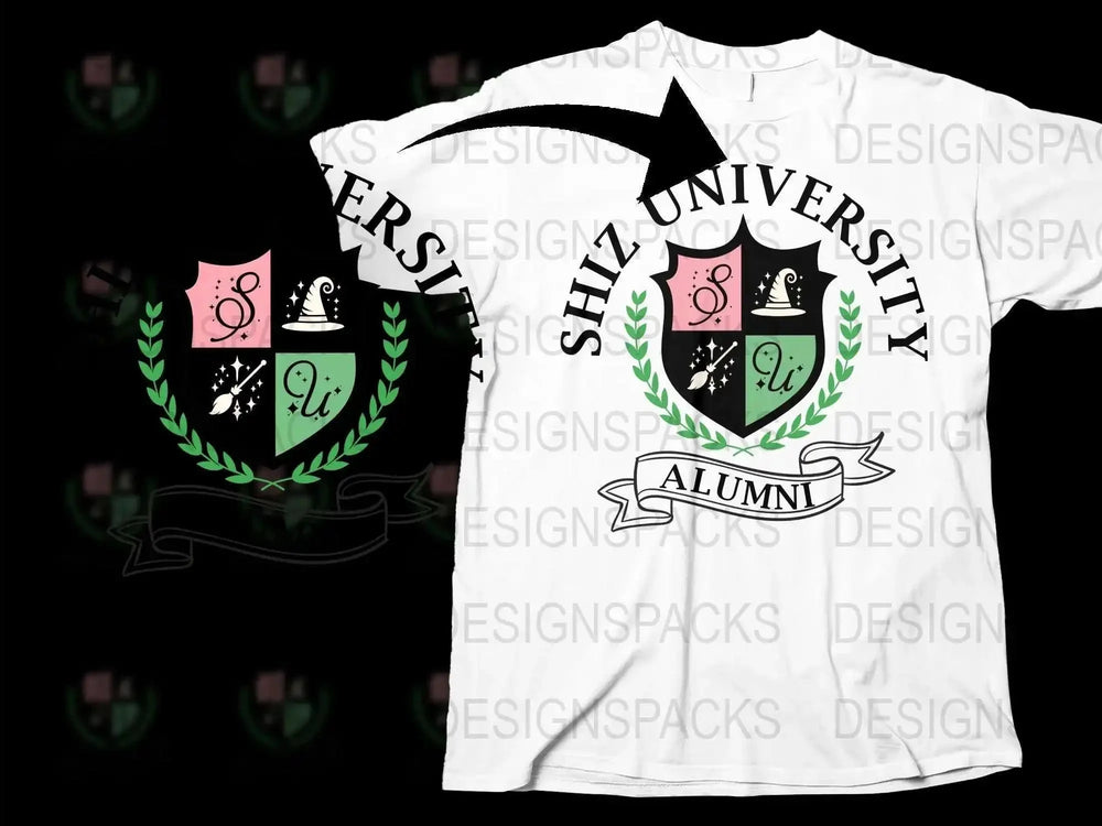 Shiz University Alumni T-Shirt, White Graphic Tee, College Crest, Graduation Gift, Casual Wear