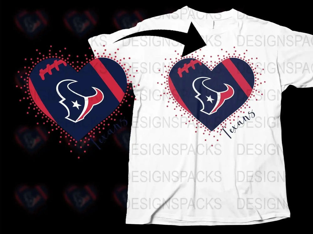 Houston Texans Heart Logo T-Shirt, NFL Team Fan Gear, Sports Themed Apparel, Football Lover Gift, Unisex Graphic Tee