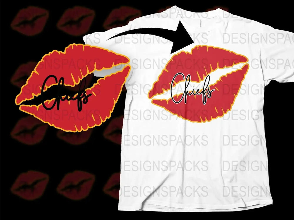 White Graphic T-Shirt with Red Lips and Black 'Chief' Text Design, Trendy Casual Wear