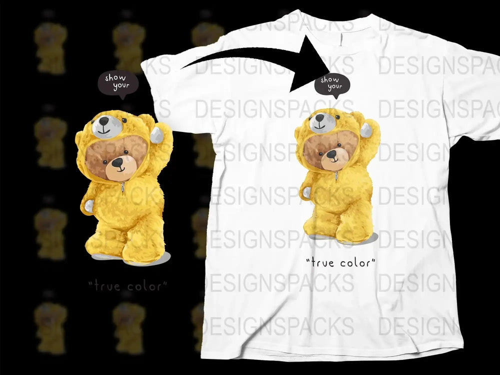 Show Your True Color Cute Bear Graphic Png Digital Download