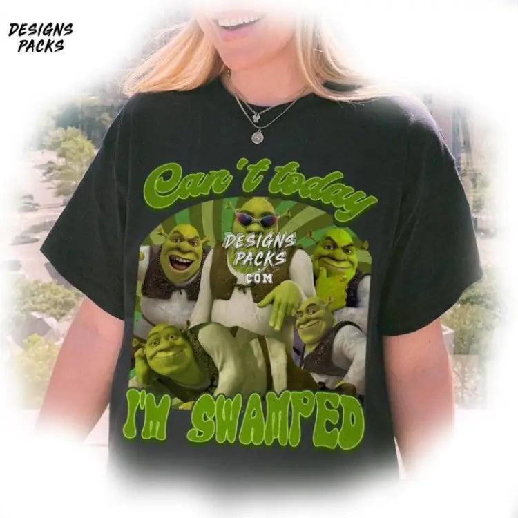 Shrek Fiona Princess Funny Trending Cartoon Can’t Today I’m Swamped 90S Comfort Colors Png Design