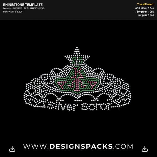 Silver Soror Aka Crown 25 Rhinestone Digital Template