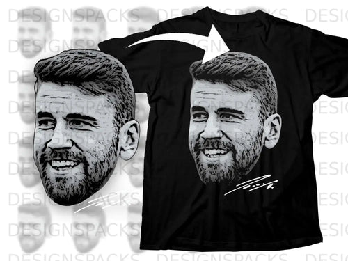 Smiling Bearded Face Graphic Black Clothing Item