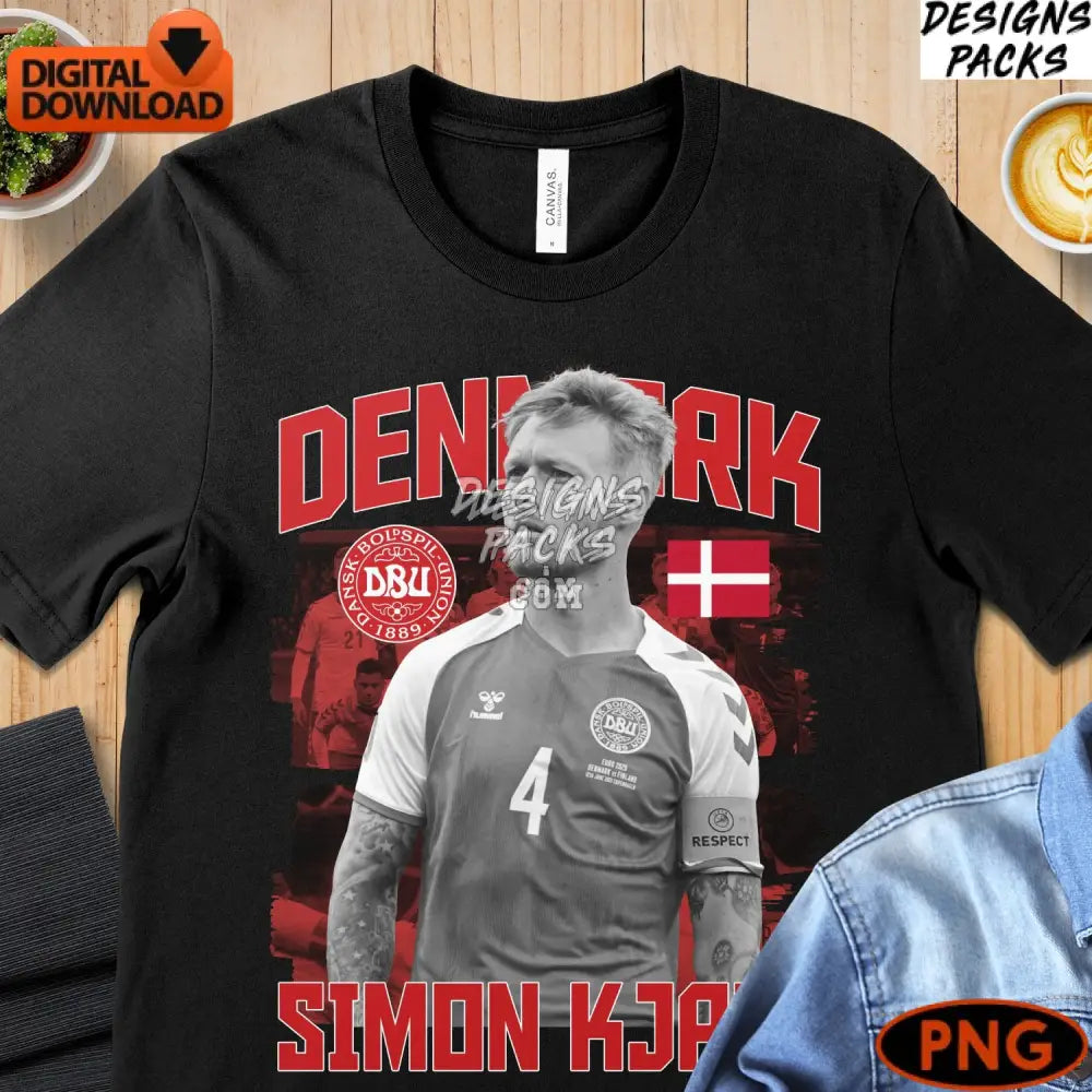 Simon Kjaer Denmark Football Digital Download Soccer Png Patriotic Sports