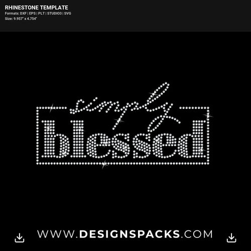 Simply Blessed Rhinestone Digital Template