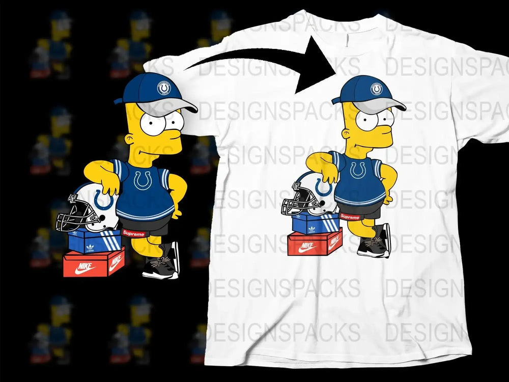 Simpsons Character wearing Indianapolis Colts Png Digital Download