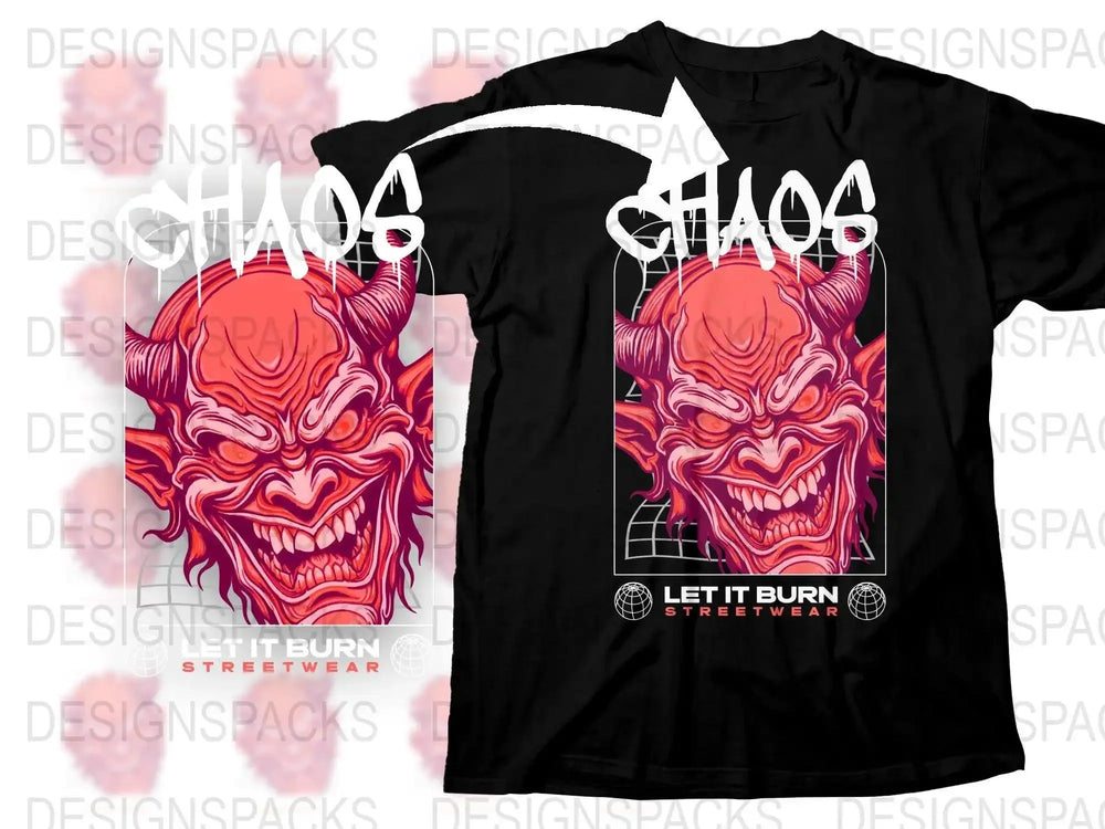 Sinister Demon Dripping Paint Streetwear Graphic Png Digital Download