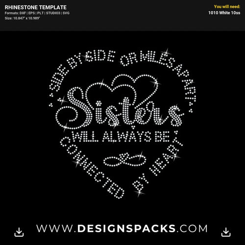 Sisters Connected Rhinestone Digital Template