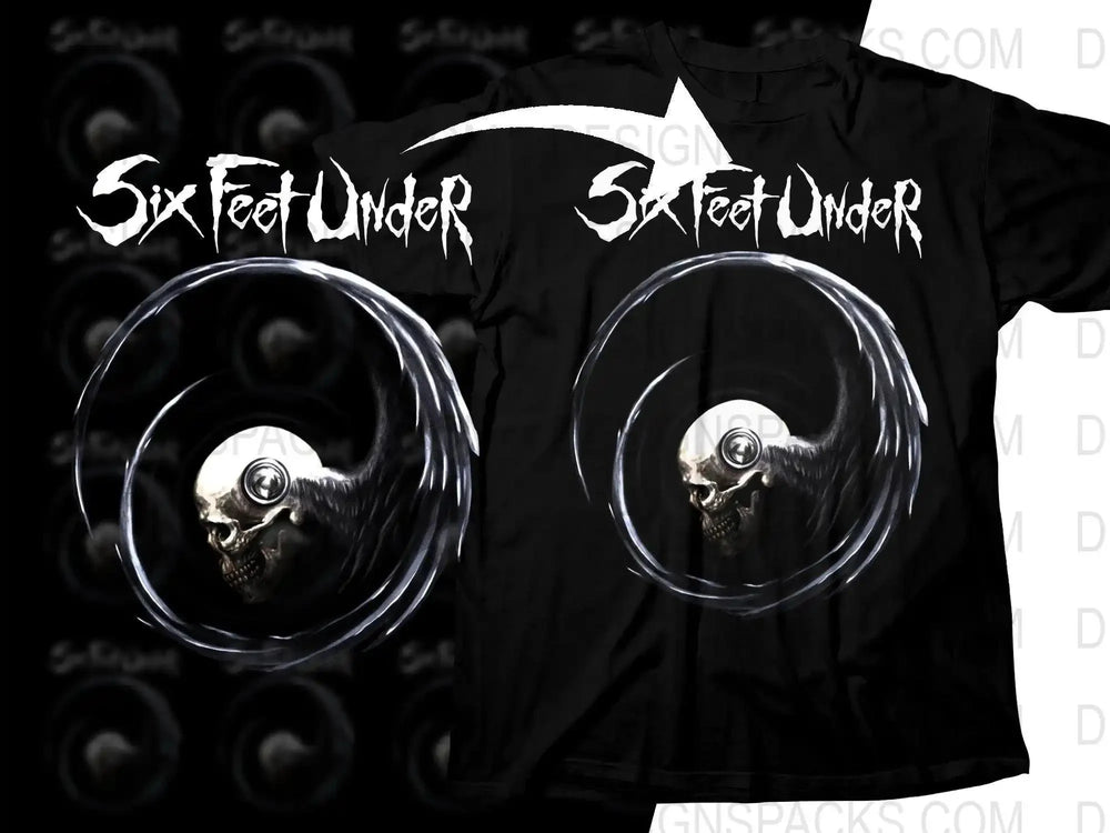 Six Feet Under Abstract Swirling Skull Artwork Unique Design Png Halftone Digital Download
