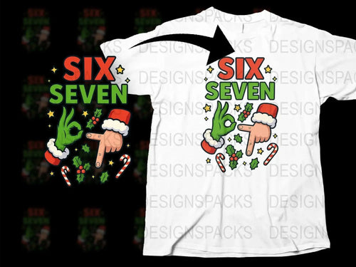 Christmas T-Shirt Six Seven Candy Canes Santa Hat Festive Holiday Gift Unisex